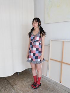 Composition : COTTON 100%Color : REDCountry of Origin : Republic of Korea Red Patchwork Mini Dress, Spring Patchwork Mini Dress, Cotton Patchwork Mini Dress, Patchwork Cotton Mini Dress, Chinese Fashion, Red Mini Dress, Jumpsuit Dress, Gingham, Dress Outfits