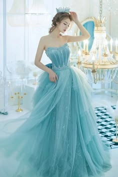 Cute A line long princess dress evening gown formal dress Long Princess Dress, Prom Dress With Ruffles, Princess Evening Dress, Ball Gown Prom Dress, Cheap Prom Dresses Long, Princess Prom Dresses, Tulle Ball Gown, Beautiful Prom Dresses, Gown Prom