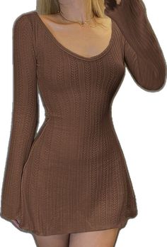 Stretch Brown V-neck Bodycon Dress, Brown Stretch V-neck Bodycon Dress, Ribbed V-neck Stretch Mini Dress, Stretch Ribbed V-neck Mini Dress, Fitted Brown Sweater Dress With V-neck, Trendy V-neck Bodycon Sweater Dress, Trendy Fitted V-neck Sweater Dress, Trendy Brown Stretch Bodycon Dress, Trendy Stretch Mini Sweater Dress