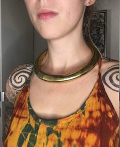 ↠Handcrafted in India. ↠One Size Fits all. ↠This Necklace is handcrafted with brass. ↠If you want to order in sizable amount at wholesale price then feel free to contact us. ↠Does not get oxidize or rust when in contact with water. ↠Allergic people, don't worry, it's nickel free Unique Brass Choker For Festivals, Spiritual Gold Choker For Festivals, Gold Round Choker For Festivals, Gold Fair Trade Necklace For Festival, Traditional Fair Trade Gold Jewelry, Unique Gold Necklaces For Rituals, Necklace Collar, Choker Necklaces, Collar Jewelry