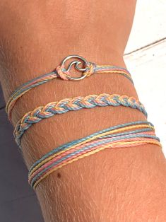 Designed by the youngest Gebhards girl, this set is reminiscent of the fun, pastel, summertime vibes. Summertime Vibes, Charm Bracelets, Delicate Bracelet, Bracelet Set, Jewelry Bracelets, Handmade Items, Wax, Bangles, Charm Bracelet