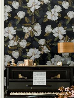 Transform your space with this stunning Dark Floral Peel and Stick Magnolia Flowers Wallpaper Mural. Featuring an intricate design of tropical, botanical magnolia flowers, this wallpaper adds a touch of vintage charm to any room. Its easy-to-apply and removable nature makes it perfect for renters and DIY enthusiasts alike. Ideal for use in bedrooms, living rooms, offices, and more, this wallpaper provides a dramatic focal point to any room. Are looking for a CUSTOM SIZE? - pls message me with the dimensions you need. QUALITY Material: 100% polyester self-adhesive fabric -self-adhesive vinyl -ultra-removable adhesive -fade-resistant premium inks -washable and repositionable -easy to apply -made with environmentally conscious archival inks and materials NOTE: Not recommended for use on textu Magnolia Flower Wallpaper, Dark Green Floral Wallpaper, Dark Foliage Wallpaper, Botanical Magnolia, Dark Green Botanical Wallpaper, Dark Moody Botanical Wallpaper, Peel And Stick Wallpaper Dark Green Floral, Dark Floral Wallpaper, Mural Tropical