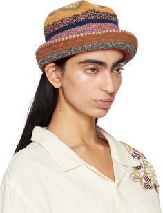 Handcrafted naturally-dyed crocheted organic cotton bucket hat in multicolor. Stripes throughout. Supplier color: Twisted stripe park Multicolor Crochet Hat With Short Brim, Multicolor Bohemian Bucket Hat With Short Brim, Bohemian Multicolor Bucket Hat With Short Brim, Multicolor Handwoven Brimmed Hat, Handwoven Multicolor Brimmed Hats, Bohemian Multicolor Woven Bucket Hat, Multicolor Woven Crochet Hat For Spring, Multicolor Woven Crochet Hat, Multicolor Cotton Crochet Hat With Curved Brim