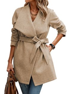 PRICES MAY VARY. Size: S=US 4-6, M=US 8-10, L=US 12-14, XL=US 16-18. Womens pea coat is made of polyester viscose fabric, ensuring warm and cozy during the cold fall and winter. Unique Design: Winter coats for women / open front coats for women/ peacoat womens coat / wool coat for women / trench coat women mid length / womens winter coat long sleeve / lapel winter jackets for women / womens pea coat oversized / solid color / belted / casual fall coats for women 2023 Easy Match: Women's wool & pe Peacoat Womens, Casual Winter Coat, Long Winter Coats Women, Pea Coats Women, Cozy Fall Outfits, Winter Trench Coat, Coat Winter, Wool Peacoat, Cape Coat