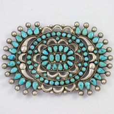 1960s Turquoise Manta Pin – Garland's Native American Jewellery, Gem Crafts, Antique Silver Jewelry, Zuni Jewelry, Western Belt Buckles, Western Belt, Native Jewelry, Sterling Silver Cuff Bracelet, Sleeping Beauty Turquoise