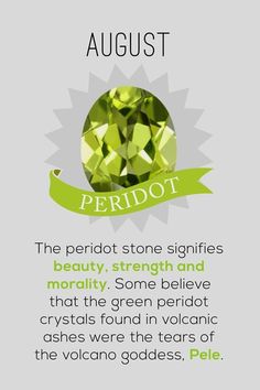 Birthstones Meanings, Birthstone Chart, August Quotes, Birth Stones Chart, August Baby, Birthday Stone, Birthstones By Month, Peridot Birthstone, Peridot Crystal