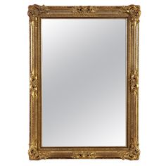 an ornate gold framed mirror on a white background