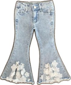 Tulle Flowers, White Tulle, Denim Design, Denim Fabric, Flare Jeans, Spandex, Collage, Floral, Fabric