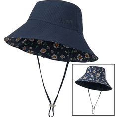 a blue hat with daisies on it