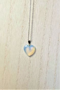 20mm opalite heart White Heart-shaped Hypoallergenic Necklace, Hypoallergenic White Heart Necklace, White Heart-shaped Moonstone Jewelry, Heart Necklace For Valentine's Day, Clear Heart Necklace, Angel Aura Quartz Necklaces, Opalite Necklace, Black Tourmaline Necklace, Clear Quartz Necklace