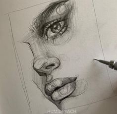 a pencil drawing of a woman's face