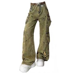 khaki green cargo pants boogzel clothing High Waist Green Parachute Pants With Multiple Pockets, Khaki High Waist Cargo Parachute Pants, Green Baggy Utility Bottoms, Baggy Green Utility Bottoms, Green Jeans With Multiple Pockets For Streetwear, Baggy Khaki Cargo Pants With Cargo Pockets, Green Jeans With Side Pockets For Streetwear, Khaki High Waist Utility Parachute Pants, Khaki Pants With Multiple Pockets