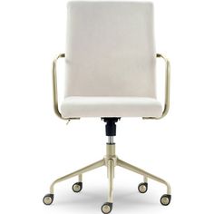 a white office chair with wheels on an isolated background