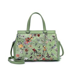 Carry your essentials in style with this Mellow World Stellan Floral Print satchel bag. Carry your essentials in style with this Mellow World Stellan Floral Print satchel bag. DETAILS 10"H x 13"W x 5"D Handle: 5.5-in. drop Strap length: 37-in. - 42-in. Removable/adjustable crossbody strap Zipper closure Gold-tone hardware Interior: 1 zip pocket, 2 slip pockets Exterior: 1 zip pocket in the backCONSTRUCTION & CARE Faux Leather Polyester lining Spot clean Imported Size: One Size. Color: Sage. Gend Spring Green Tote Satchel, Green Tote Satchel For Spring, Green Travel Satchel For Spring, Handheld Green Satchel For Spring, Spring Travel Satchel, Spring Travel Green Satchel, Green Spring Travel Satchel, Large Capacity Green Satchel For Spring, Green Handheld Satchel With Large Capacity