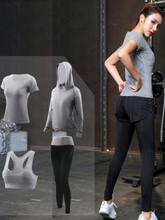 Sku CY-!24150 Material Fiber Blended , Chinlon , Nylon Feature Solid Occasion Sports Seasons Spring , Summer , Autumn , Winter Type Yoga Suits Number 3 PIECES,4 PICECS,5 PICECS Color BLACK,PINK,LIGHT GRAY Size S(US 2),M(US 4),L(US 6),XL(US 8),2XL(US 10) Size chart: Please consult the size chart we provide for this item's measurements to help you decide which size to buy. Please note: There may be 1-3cm differ due to manual measurement. CMINCH Cm Bra Length Bust Sleeve Waist Hips Top Length Bottom Length S(US 2) 31 80 59 68 82 58 90 M(US 4) 32 84 60 72 86 59 91 L(US 6) 33 88 61 76 90 60 92 XL(US 8) 34 92 62 80 94 61 93 2XL(US 10) 35 96 63 84 98 62 94 High Stretch Sportswear Top For Outdoor Activities, Sportswear Activewear Crew Neck For Outdoor Activities, Crew Neck Sportswear For Outdoor Activities, Crew Neck Activewear For Outdoor Activities, Short Sleeve Nylon Sportswear Activewear, Nylon Short Sleeve Sportswear, Nylon Short Sleeve Activewear, Moisture-wicking Stretch Athleisure Set, Functional Moisture-wicking Stretch Sets