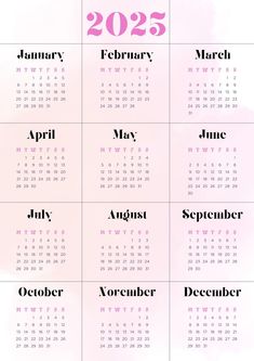 a calendar with the month numbers in pink and black, on top of a white background