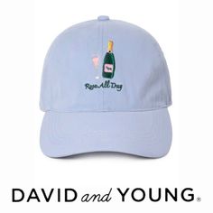 Indulge In Luxury With David And Young's Embroidered Baseball Cap Featuring, "Rose All Day" Text With A Champagne Bottle & Flute. The Perfect Blend Of Class & Fun, This Cap Will Elevate Any Outfit & Make You Feel Like A Vip. Wear It To Your Next Outdoor Event & Be The Envy Of All. Nwt - New With Tags, Brand New, Never Worn, No Callouts, No Irregularities, Its Perfect! Details Color: Light Blue Style #: Fwcap716 100% Cotton 6 Panel Design Curved Front Bill Adjustable Closure Embroidered "Rose All Embroidered Rose, Embroidered Baseball, Embroidered Baseball Caps, Outdoor Event, Bag Icon, Blue Style, Champagne Bottle, Blue Rose, Panel Design