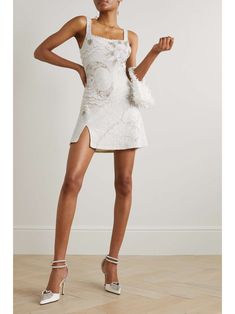 CLIO PEPPIATT Lucina embellished stretch-mesh mini dress Clio Peppiatt, White Beaded Dress, Moon Dress, Designer Maxi Dress, Wedding Plan, Bach Party, Mini Robes, Enchanted Garden, Reception Dress