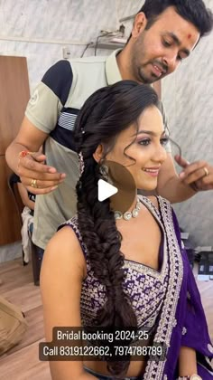 Braids Hairstyles For Engagement, Simple Braid For Wedding, Siders Hairstyle Indian Wedding, Bridal Plait Hair Indian, Hairstyle Ideas For Bride, Bridal Bread Hairstyle Indian, Messi Bridal Hairstyle Indian, Hair Styles For Bridal Indian