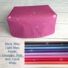 pink, blue, light blue, purple, lavender, red coral and white paper