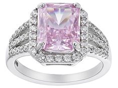 Pre-Owned Bella Luce® pink and white diamond simulants 8.63ctw rectangular octagonal and round rhodium over sterling silver Ice Flower Cut ring. Measures approximately 0.81"L x 0.50"W and is not sizable. The diamond equivalent weight is 5.23ctw..  This product may be a customer return, vendor sample, or on-air display and is not in its originally manufactured condition.  It may not be new.  In some instances, these items are repackaged by JTV. Pink Asscher Cut Jewelry With Accent Stones, Pink Asscher-cut Jewelry With Accent Stones, Pink Radiant Cut Jewelry With Accent Stones, Pink Radiant Cut Ring With Halo Setting, Radiant Cut Pink Jewelry With Accent Stones, Asscher Cut Pink Jewelry With Accent Stones, Pink Diamond Ring With Radiant Cut Center Stone, Pink Asscher Cut Diamond Jewelry, Square Cut Pink Diamond Ring