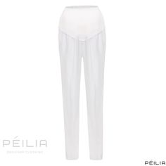 Peilia - Solid-color Maternity Leggings for Stomach Support Stretch Straight Pants For Daywear, White Stretch Tapered Leg Bottoms, Elegant Stretch Pants For Daywear, White Stretch Bottoms With Tapered Leg, Stretch High-waisted Pants For Daywear, White High Waist Elastic Bottoms, Stretch Full Length Bottoms For Daywear, Stretch Full Length Daywear Pants, Stretch Full-length Pants For Daywear