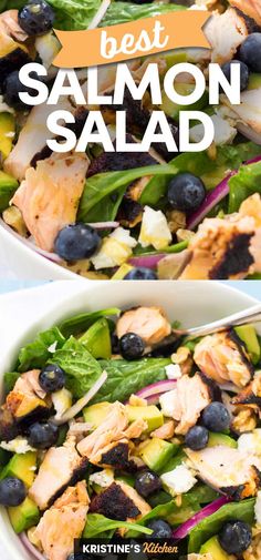 the best salmon salad with blueberries and cucumbers