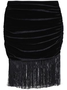 black velvet stretch-design fringe detailing pull-on style elasticated waistband draped detailing thigh-length Exclusive Fashion, Fitted Skirt, Vintage Fabrics, Lady Dior, Skirt Making, Black Velvet Skirt, Wardrobe Edit, Velvet Skirt, Skirt Fits