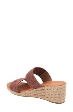 Woven straps add ample texture and earthy vibes to this lightly cushioned espadrille wedge sandal. 2 1/2" heel; 1/2" platform Cushioned footbed Synthetic upper/leather lining/synthetic sole Made in Spain Beach Straw Wedge Sandals With Cork-bed Midsoles, Comfortable Straw Platform Wedge Sandals, Comfortable Wedge Sandals With Textured Sole For Vacation, Straw Wedge Heel Sandals, Vacation Slip-on Wedge Sandals With Cork-bed Midsoles, Comfortable Straw Wedge Heel Sandals, Beach Slingback Wedge Sandals With Arch Support, Wedge Heel Footbed Sandals With Textured Footbed For Beach, Espadrille Wedge Sandals With Textured Footbed