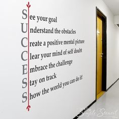 Promote success in your school hallways, classrooms, office settings, work spaces or even in counselor's offices. Order this wall decal in up to three colors to match your school, office or logo colors. We offer this easy to install wall decal in many small or large sizes. If you don't see a size you are looking for, or if you would like a custom design, contact us for more options. Encouraging Wall Art, Studera Motivation, School Hallways, Logo Colors, Work Spaces, Self Quotes, Self Motivation, Self Improvement Tips, Wise Quotes