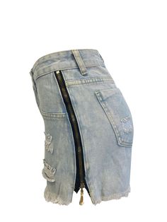 Women's 2024 Denim Shorts High Waist Distressed Side Zipper Denim Short Jeans Spring Bottoms With Side Zipper In Short Length, High Waist Denim Bottoms With Zipper Closure, Edgy High Rise Bottoms With Zip Fly, Summer Streetwear Bottoms With Zipper Closure, Edgy Ripped Denim Jean Shorts, Edgy Shorts With Zipper Closure, Edgy Spring Bottoms With Zip Fly, Casual Bottoms With Side Zipper And Short Length, Casual Bottoms With Side Zipper In Short Length