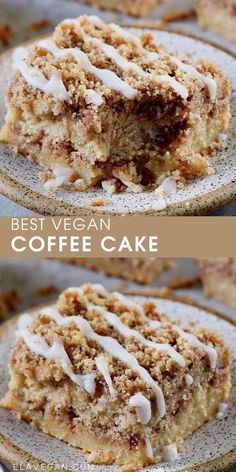 soft and tender coffee cake with white icing on top is an easy dessert recipe