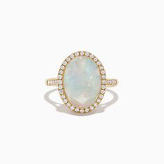 Effy 14K Yellow Gold Opal and Diamond Ring