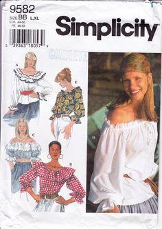 a women's blouse and top sewing pattern with ruffles on the shoulders