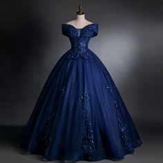 Navy Blue Modest Quinceanera Dresses Glitter Tulle Ball Gowns Off The Shoulder Beaded Appliques Lace Blue Sweet 16, Off Shoulder Ball Gown, Puffy Skirt, Dress Trims, Performance Dresses, Blue Tulle, Stage Costume, فستان سهرة, Prom Dresses Ball Gown