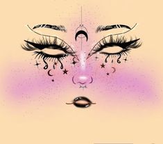 Face Chart Makeup Ideas, Lila Make-up, Makeup Charts, Face Charts, Cute Eye Makeup