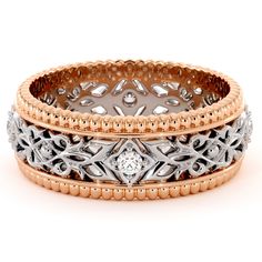 This Diamonds White & Rose Gold band perfectly resembles masculinity and class, using solid 14K gold and providing you with a high-quality, eye-catching look. A unique design with an unyielding quality that will make you feel like the best version of yourself. **Check the Video of this ring** https://bit.ly/2LOEEUW 💗 **NEW** Live Chat With Us 💬 💗 http://bit.do/Camellia-Jewelry SETTING #SKU: MB-0012E Metal: 14K White & Rose Gold Certificate: AJC (Ayala Jewelry Certificate) Ring Size: 9.5 Other Rose Gold Decorative Bands For Anniversary, Rose Gold Decorative Band For Anniversary, Rose Gold Decorative Band, White Rose Gold Wedding, Rose Gold White Wedding, Diamonds Wedding Band, Unique Diamond Wedding Bands, Wedding Band Men, Wedding Rings Art