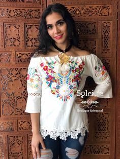 This Beautiful Embroidered blouse is the perfect Top for every day use or a special event. It's made out of cotton and is full of vibrant embroidered florals and beautiful lace and bead details. Note: You have the option to purchase the blouse with the belt for a special price or the blouse on its own. More colors available here: Color: Fuchsia https://www.etsy.com/es/listing/895247217/blusa-floral-con-wipiur-blusa-mexicana?ga_search_query=Esther&ref=shop_items_search_1&pro=1&frs=1 C Festive White Blouse With Embroidered Sleeves, Festive White Top With Embroidered Sleeves, White Bohemian Blouse With Resham Embroidery, White Top With Chikankari Embroidery For Festivals, White Tops With Resham Embroidery For Festivals, White Resham Embroidery Top For Festivals, White Tops For Festivals, White Blouse With Embroidered Short Sleeves, White Folk Blouse With Resham Embroidery