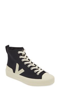 Elevate your grab-and-go lineup with this old-school high-top crafted from organic-cotton canvas atop a classic rubber cupsole. 1 1/4" heel; 1" platform (size 39) 3 1/2" shaft Textile upper/recycled polyester lining/rubber and recycled rubber sole Made in Brazil Canvas High-top Sneakers For Everyday, Everyday Canvas High-top Sneakers, Spring High-top Sneakers With Speckled Midsole, Everyday Canvas High-top Sneakers With Gum Sole, High-top Canvas Sneakers For Everyday, Canvas High-top Sneakers With White Sole For Everyday Wear, Everyday Canvas High-top Lace-up Sneakers, Everyday Canvas High-top Sneakers With Round Toe, Everyday High-top Sneakers With Gum Sole