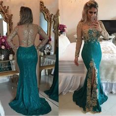 Prom Dresses Long Sleeve, Green Mermaid Prom Dress, Mermaid Prom Dresses Long, Split Prom Dresses, Mermaid Prom Dresses Lace, African Prom Dresses, Arabic Style, Prom Dresses Long Mermaid, Evening Party Gowns