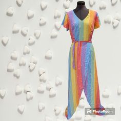 Modcloth + Collectif Rainbow Hearts Dress Size 2 New Questions? Leave A Comment Below! Rainbow Short Sleeve Dress For Spring, Music Note Dress, Halloween Apron, Hearts Dress, Pleated Shirt Dress, Rainbow Hearts, Country Dresses, Flare Long Sleeve, Brocade Dresses