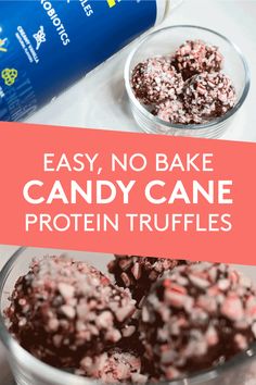 easy, no bake candy cane protein truffles are the perfect treat for any party