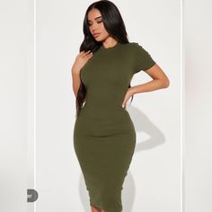 Smoke Free Home Fashion Nova Xs Never Worn With Tags Long Dark Green Dress, Green Ribbed Dress, Fashion Nova Black Dress, Summer Cocktail Dress, Olive Fashion, Leather Midi Dress, Dress In, Salsa Dress, Dark Green Dress