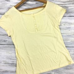 Canyon River Blues Yellow Henley Top Raw Hem Scoop Neck Pleated Yoke Ss Tee Nwot Nwot Yellow Scoop Neck Henley Tee Pleated Yoke Top Women’s Large Canyon River Blues Short Sleeve Raw Hem Scoop Neck Pleated Yoke 6 Button Placket Beautiful Yellow Color Extra Button Included Cotton/ Polyester Machine Wash New Without Tags Never Worn No Flaws See All Photos For Full Description Details E19 Scoop Neck Cotton Short Sleeve Top For Spring, Yoke Top, Canyon River, Henley Tee, Blue River, Henley Top, Top Women, Blue Shorts, Button Placket