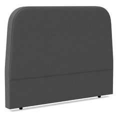 a gray headboard with black legs on a white background