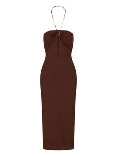 68% Rayon, 27% Polyamide, 5% Elastane Brown Midi-length Bodycon Dress For Evening, Brown Midi Length Bodycon Dress For Evening, Elegant Brown Midi Dress For Night Out, Elegant Brown Bodycon Dress For Date Night, Elegant Brown Maxi Dress For Night Out, Elegant Brown Midi Bodycon Dress, Elegant Brown Midi Dress For Cocktail, Elegant Brown Bodycon Dress For Night Out, Elegant Brown Cocktail Midi Dress