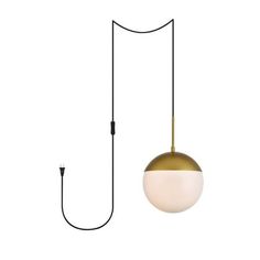 a light that is hanging from the ceiling with a cord attached to it and an object on