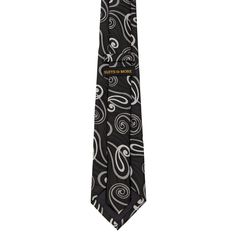 Embrace the art of fine dressing with the Suave Series Collection, featuring our Black Paisley Detail Tie. This meticulously crafted tie showcases an iconic paisley pattern, its white detailing elegantly poised against a lustrous black backdrop. The classic monochrome scheme makes a definitive statement of refined taste and suave sensibilities.  This tie is a staple for those who seek a blend of timeless style and modern sophistication. The pure silk construction guarantees a knot that's sleek a Elegant Patterned Neckwear For Formal Occasions, Elegant Formal Patterned Neckwear, Classic Patterned Suit And Tie Accessories For Black Tie, Classic Patterned Suit And Tie Accessories, Elegant Paisley Print Neckwear For Business, Elegant Black Tie Suit Accessories With Paisley Print, Classic Patterned Ties For Black Tie Events, Elegant Formal Ties With Paisley Print, Elegant Semi-formal Neckwear With Paisley Print