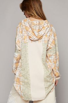 Long Sleeve Knit Mixed Hoodie Plaid Shirt – capsulewardrobeshop