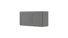 a gray cabinet with two doors and one drawer